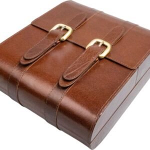 PASSATORE humidor buffalo leather brown hinged 8-10 cig