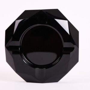 Cigar ashtray crystal glass 4 shelves black